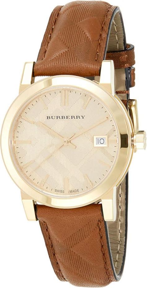 Burberry Women Gold Dial Leather Ban